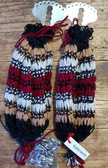 Rocknetz gem. Foto, frühe Quadranten Ausführung, passend für 28" Räder der 00-30er Jahre, braun /altweiss/rotbraun 