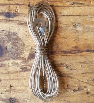 Kabel f. Rücklicht, dunkel transparent, orig. Altbestand 50-60er J., 1 Ende verzinnt, eins mit Blechhaken 