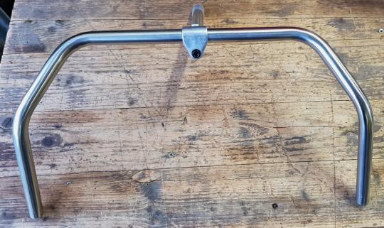 Lenker "breite Form", 55 cm breit, klassische Form, Edelstahl ! rostfrei, mit verstellbarem Vorbau, 22,2 mm, Restposten! 