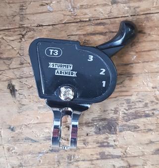 Schalthebel "Sturmey Archer" 3-Gang, schwarz / verchromt,  80-90er Jahre 