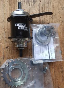 Nabe 2-Gang,"STURMEY ARCHER", schwarz, mit Rücktritt, 36Loch , Einbaumaß 120mm 