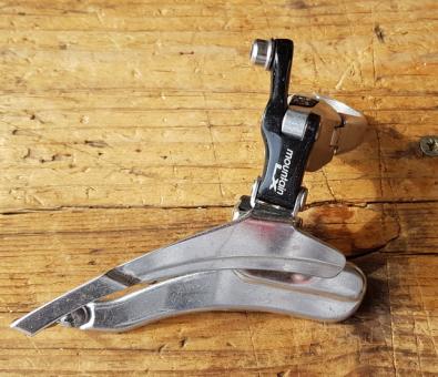 Umwerfer "SHIMANO mountain  LX", 3-fach, Aluminium, mit Klappschelle für 30 mm Rohr, 90er Jahre,  NOS 