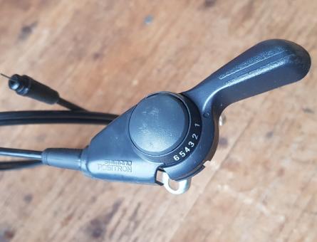 Schalthebel "SHIMANO Positron" SLP 300,  6-Gang, Kunststoff schwarz, orig. 80/90er Jahre 