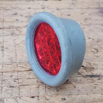 Rückstrahler mit Echtglas Einsatz, orig. Altbestand 40er J., Korpus Hartgummi in fliegergrau f. Dienst-u. Arbeitsräder etc. 