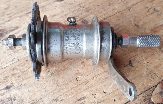Nabe Hinterrad Fahrrad,"F+S Torpedo Mod. 09 , Bj. 1932, vernickelt, gebraucht 