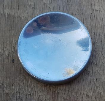 RIEMANN Karbidlaternen Spiegel, Aluminium, rare, orig. alte Neuware !, ggf. mit leichter Patina, Durchmesser: 68 mm, Höhe: 11 mm. 