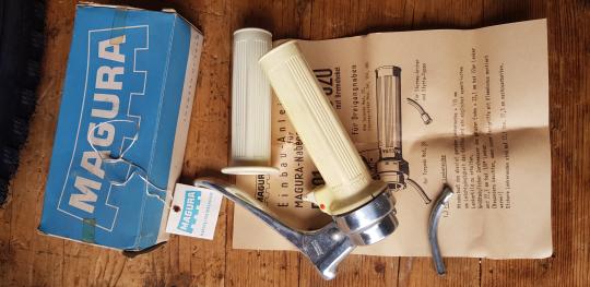 Schalthebel 3-Gang Drehgriff MAGURA für F&S Mod. 55, Sturmey Archer AW, TCW, ABC u.  Styria ,  orig. 50/60er Jahre, NOS 