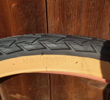 Fahrrad Reifen 28 x 1,75 x 2 (47-622), Import, schwarz m. hellbrauner Flanke 