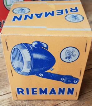 Scheinwerfer "Riemann" PTR 153S, orig. 30-40er Jahre,  mit schaltbarer Standlichtfunktion über einzulegende Batterie, rare alte Neuware! 