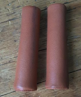 Ledergriff Ziegenleder  mittelbraun, 22mm, ca. 125 mm lang 