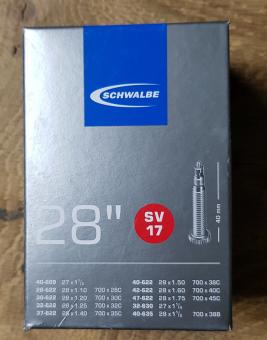 Fahrrad - Schlauch, 27/28 Zoll  (28/47-622 , 32-630 u.. 40-635), Sclaverand Ventil (SV17) "SCHWALBE" 