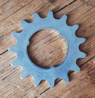 Ritzel 1/2 x 1/8 Steckausführung, "Z=15", silberfarben, passend für F&S Torpedo- u. div. weitere Freilaufnaben   