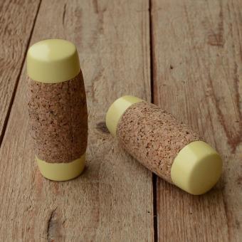 Holzgriffe mit Korkauflage, elfenbein, Kork naturfarben, 22mm, ca. 90mm lang 