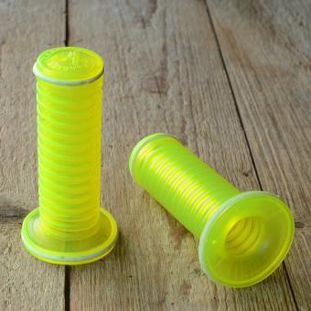 Kunststoffgriff "Spirale", neongelb,  22mm, 70/80er Jahre, orig Altbestand 