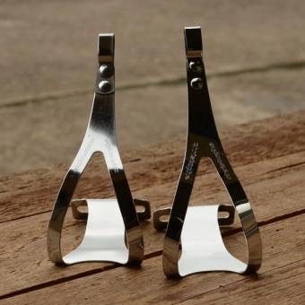 Pedalhaken / Rennhaken "CHRISTOPHE", verchromt, BITTE Größe im Infofeld angeben (S, M oder L)       