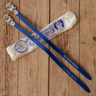 Pedalriemen "ALFREDO BINDA", blau, Leder, orig. Altbestand 60/80er Jahre, NOS 