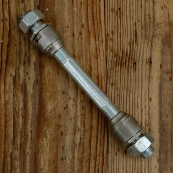 Achse Moped/Transportrad, L=150mm, M12 x 24G/Zoll, incl. Konen u. Achsmuttern, SW=19mm, D_Konus=20mm 