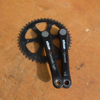 Tretlager für 40x70 mm Tretlagergehäuse, 80er Jahre, Kurbelsatz "Thun" Coronad Light.  