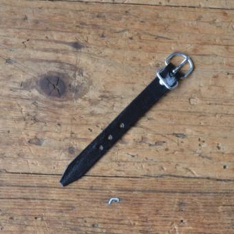 Taschenriemchen für Satteltasche, Lefa schwarz, Breite ca. 12 mm, Länge mit Schnalle 120 mm 