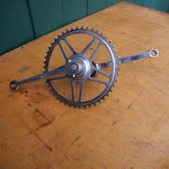 Tretlager in Keilausführung, komplett, 50/60er Jahre, angefaste Kurbeln 