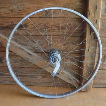 Laufrad 24 x 1,75 hinten, Chrom mit Patina, F&S Torpedo-Nabe, 60er Jahre 