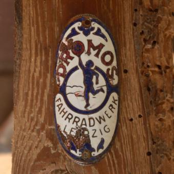 Steuerkopfschild DROMOS, Leipzig, Originalschild aus Sammlungsbestand 