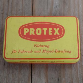 Flickzeug Blechdose "PROTEX" orig. 50 er Jahre, 82 x 52 x 17 mm, ohne Inhalt 