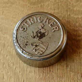 Fahrrad/Moped Klingel Deckel "STRICKER", orig. 30er Jahre, verchromt, ohne Unterteil, ggf. Gebrauchsspuren, siehe Bilder 