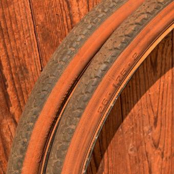 Paar Reifen Fahrrad, CONTINENTAL, 26 x 1,75 x 2, 60/70er J., braunwand, gebraucht gem. Bildern  