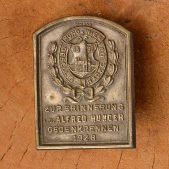 Radfahrerorden, RUND U. WIEN GESELLIG RADF.CLUB, ALFRED HUNGER GEDENKRENNEN, orig. Jahrgang 1928 