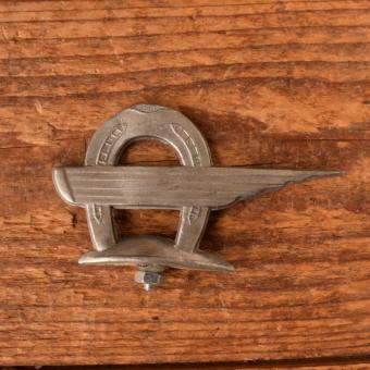 Schutzblechfigur HUFEISEN - passend für jedes Rad, Alu Druckguss, orig. Altbestand 50er Jahre, Zustand siehe Bild 