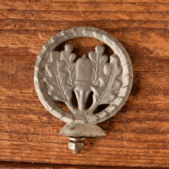 Schutzblechfigur EICHENLAUB - passend für jedes Rad, Alu Druckguss, orig. Altbestand 30-40er Jahre, Zustand siehe Bild 