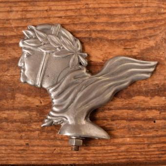 Schutzblechfigur MEISTER WERKE BIELEFELD, Alu Druckguss, neu aus Altbestand 50er Jahre, Zustand siehe Bild 