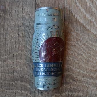 Steuerkopfschild Nationalrad Jack Lammel Düsseldorf, 30er Jahre, Originalschild aus Sammlungsbestand 