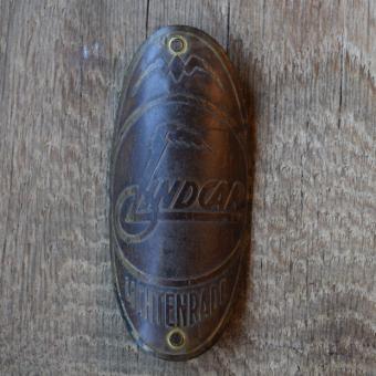 Steuerkopfschild Lindcar, 20er Jahre, Originalschild aus Sammlungsbestand 