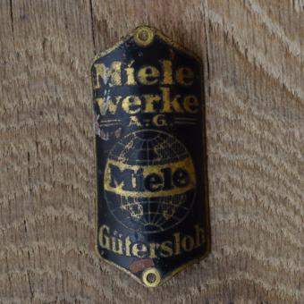 Steuerkopfschild Miele, 50er Jahre, Originalschild aus Sammlungsbestand 