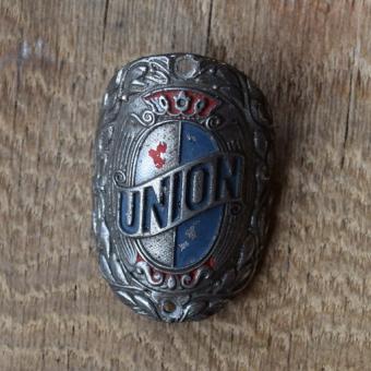 Steuerkopfschild Union, Gussschild 30-50er Jahre, Originalschild aus Sammlungsbestand 