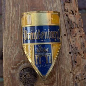 Steuerkopfschild BRANDENBURG, gold, 30-50er Jahre, Originalschild aus Sammlungsbestand 