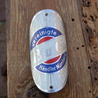 Steuerkopfschild B.U.G., Nürnberg, 30-50er Jahre, Originalschild aus Sammlungsbestand 