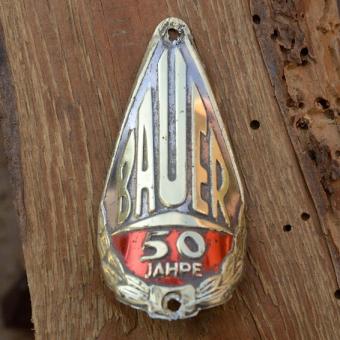 Steuerkopfschild BAUER, 50 Jahre, Nürnberg, 30-50er Jahre, Originalschild aus Sammlungsbestand 