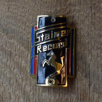 Steuerkopfschild Staiger Record (mit Zusatzbohrungen), 60er Jahre, Originalschild aus Sammlungsbestand 