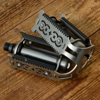 Pedale "FLÜGELPEDAL", roh, ohne Oberflächenbehandlung, Gummi schwarz 