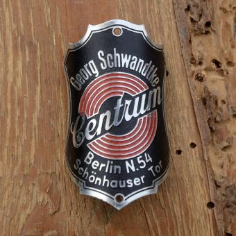 Steuerkopfschild CENTRUM, Berlin, 30-50er Jahre, Originalschild aus Sammlungsbestand 