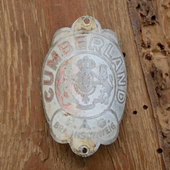 Steuerkopfschild CUMBERLAND, Braunschweig, 30-50er Jahre, Originalschild aus Sammlungsbestand 