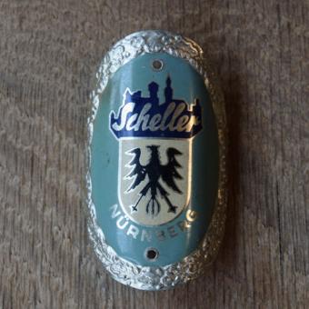 Steuerkopfschild Scheller Nürnberg, 50er Jahre, Originalschild aus Sammlungsbestand 