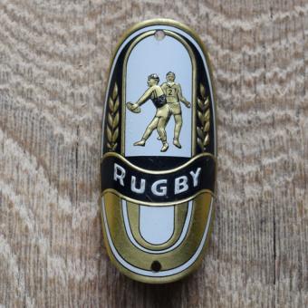 Steuerkopfschild Rugby, 30-50er Jahre, Originalschild aus Sammlungsbestand 