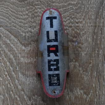Steuerkopfschild Steuerkopfschild  "TURBO", 60er Jahre,  Originalschild aus Sammlungsauflösung ! 