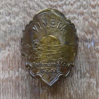 Steuerkopfschild Vineta Heidemann Bielefeld, 20-30er Jahre, Originalschild aus Sammlungsbestand 