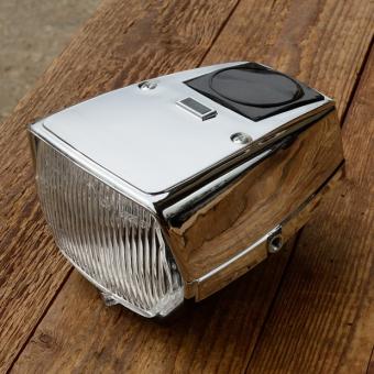 Scheinwerfer Moped, chrom für Tachoeinbau VDO geeignet, ohne Schalter, passend f. viele Mofas 