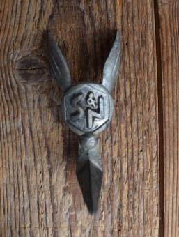 Schutzblechfigur SEIDEL + NAUMANN DRESDEN, Zinkdruckguss, orig. Altbestand 30er Jahre, Zustand siehe Bild 